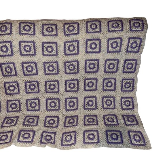 Handmade Hand Crafted Granny Square Thick Reversible Lap Throw Blanket 47 X 36 - Picture 3 of 7